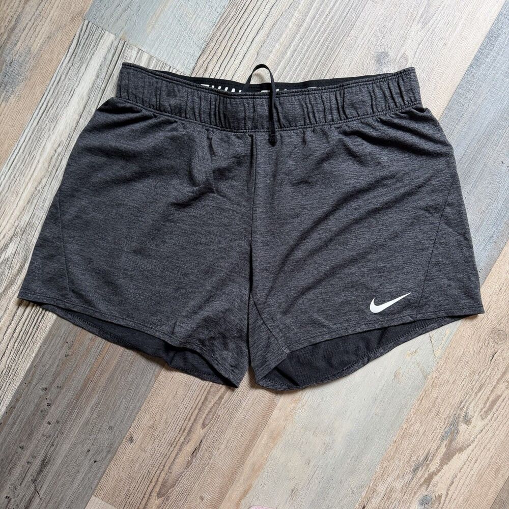 Nike Tempo Women’s M Dri-FIT Running Shorts Gray Logo Waistband Drawstring - Picture 4 of 10